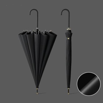 16 Bone Automatic Long Handle Double Sunny And Rain Dual Use Umbrella, Color: Vinyl Black