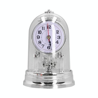 F010 Retro Table Clock Mute Alarm Clocks For Living Room Office Desktop Decoration Clock(Silver)