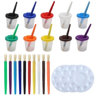 23 PCS/Set Children Leak-Proof Plastic Brush Washing Cup Palette Painting Brushes