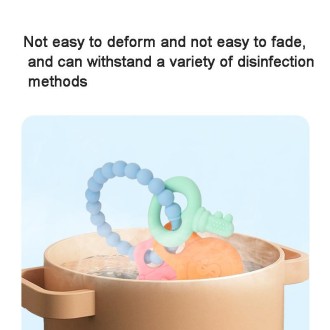 Infant Baby Teether Comfort Anti-eating Hand Bracelet Key Shape Molar Silicone Toy(Light Blue)