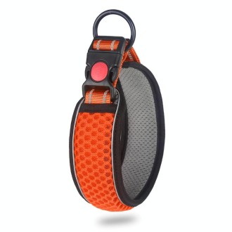 Honeycomb Net Dog Collar Neck Collar Breathable Reflective Anti-Strangle Collar XL(Fluorescent Orange)