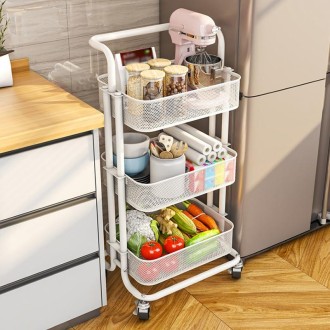 HP211015 Multifunctional Kitchen Storage Rack with Pulley(White)