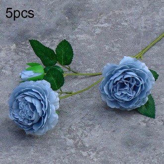 5pcs JC0055 Continental Core Flower Beam Wedding Simulation Flower Home Artificial Silk Flower(Peony Haze Blue)