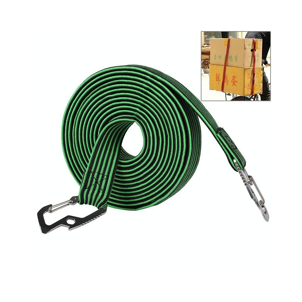 2m Elastic Strapping Rope Packing Tape for Bicycle Motorcycle Back Seat with Hook (Green)