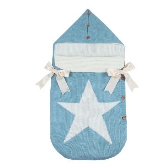 Newborns Five Star Knitted Sleeping Bags Winter, Color: Light Blue