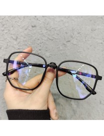 Literary Retro Anti-Blue Light Glasses Frame Light Polygonal Frame Flat Lens Eyeglass(Matte Black)