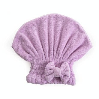 Coral Velvet Soft Absorbent Dry Cap No Hair Loss Coral Velvet Shower Cap(Bow Purple)