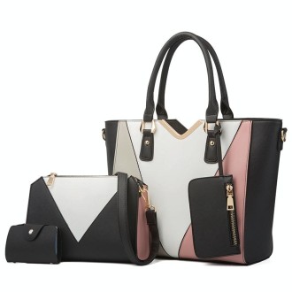 4 in 1 Fashion All-Match Diagonal Ladies Handbags Large Capacity Bag(Black)