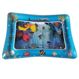 Baby Inflatable Aquarium Water Playing Cushion Prostrate Pad Toy Mat Blue 60*50cm