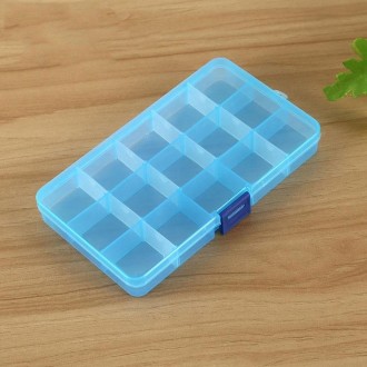 Removable Grid Plastic 15 Slots Box Organizer for Jewelry Earring Fishing Hook Small Accessories(Baby Blue+Blue)