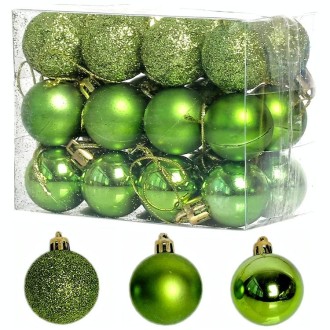 1 Box 3cm Home Christmas Tree Decor Ball Bauble Hanging Xmas Party Ornament Decorations(green)