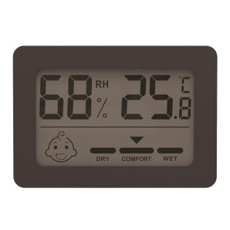 Household Indoor Mini Smiley Electronic Temperature And Humidity Meter With Stand(Black)