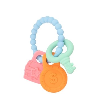 Infant Baby Teether Comfort Anti-eating Hand Bracelet Key Shape Molar Silicone Toy(Blue)