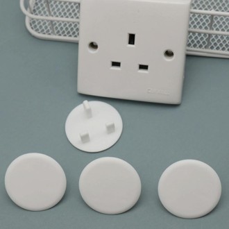 UK 3-Hole Baby Socket Protection Cover, Style: Round Thin Black