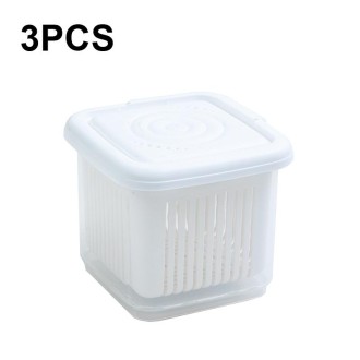 3 PCS Can Be Separated and Drained Fresh Keeping Box, Color: White Large