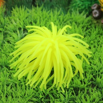 Aquarium Articles Decoration TPR Simulation Sea Urchin Ball Coral, Size: M, Diameter: 10cm(Yellow)