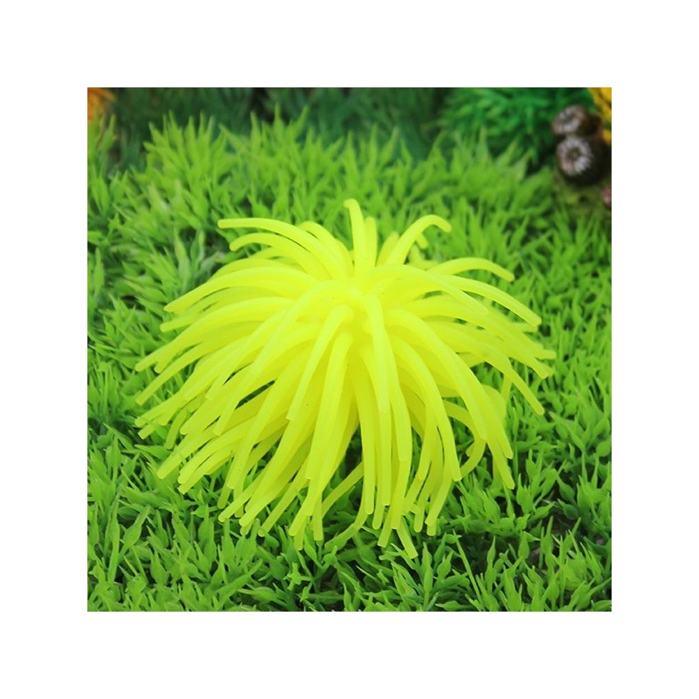 Aquarium Articles Decoration TPR Simulation Sea Urchin Ball Coral, Size: M, Diameter: 10cm(Yellow)