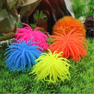 Aquarium Articles Decoration TPR Simulation Sea Urchin Ball Coral, Size: M, Diameter: 10cm(Yellow)