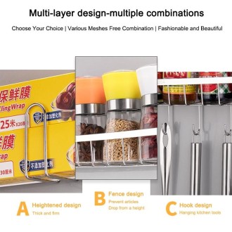 Multi-layer Fridge Storage Rack Side Shelf Sidewall Holder Multi-function Kitchen Organizer Household, Size:BC