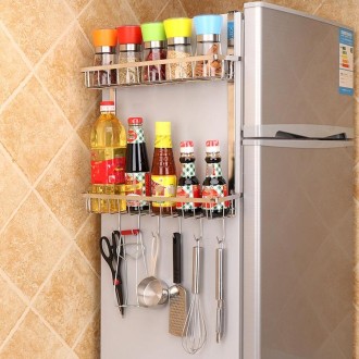 Multi-layer Fridge Storage Rack Side Shelf Sidewall Holder Multi-function Kitchen Organizer Household, Size:BC