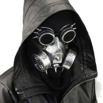 GM002 Halloween Dress Up Props Punk Style Gas Mask + Goggles Set(Silver)