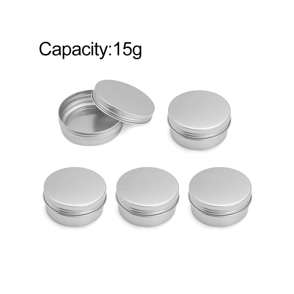 5 PCS Thread Refillable Aluminum Packaging Box Cosmetic Small Storage Case, Capacity:15g(Silver)