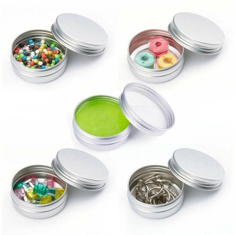 5 PCS Thread Refillable Aluminum Packaging Box Cosmetic Small Storage Case, Capacity:15g(Silver)