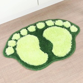 1390 Foot-shaped Non Slip Shaggy Soft Water Absorption Bedroom Bathroom Carpet Mat(Green)