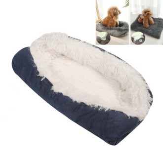 Kennel Dog Mat Dual-Use Winter Warm Cat Litter, Size:70x80cm(Blue  White)