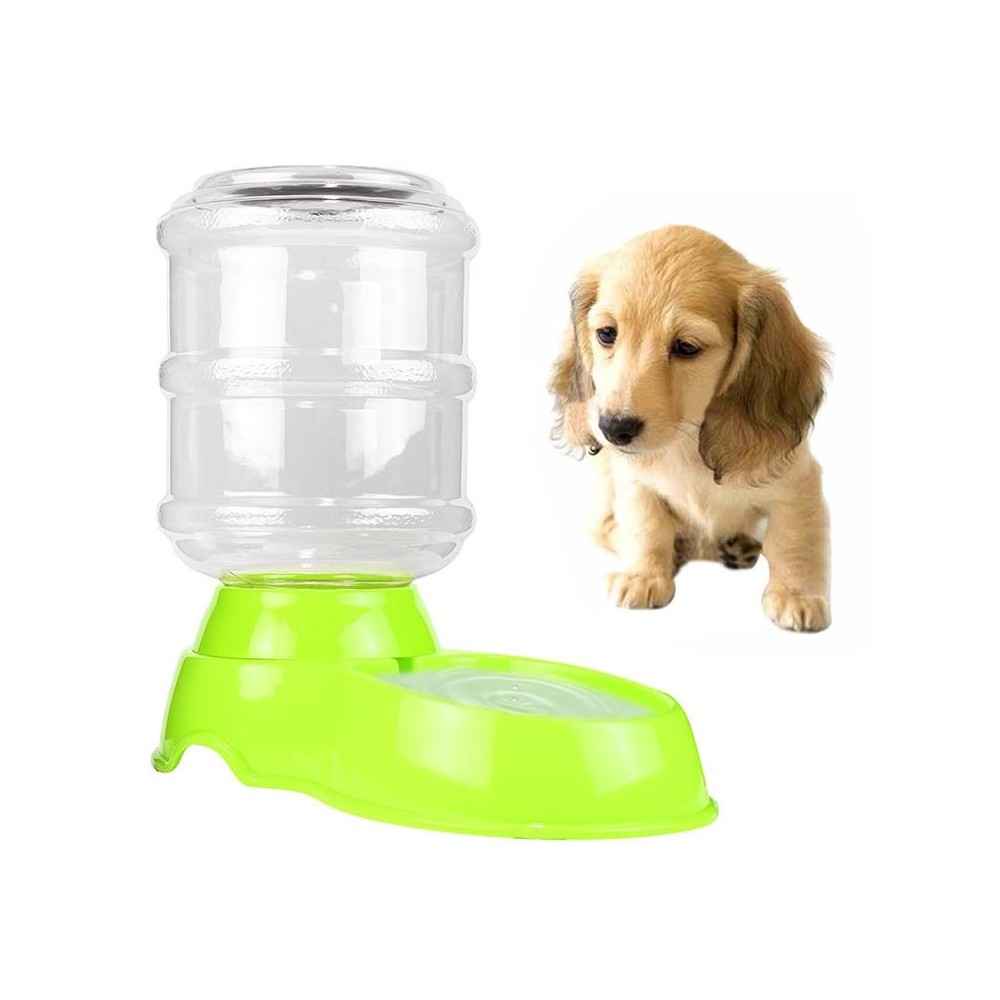 3.5L Pet Gravity Waterer Dogs Cats Plastic Self-Dispensing Gravity Pet Feeder(Green)