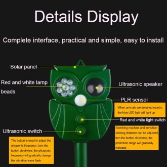 8LEDs Solar Ultrasonic Rat Repeller Outdoor Multifunctional Infrared Sensor Repeller