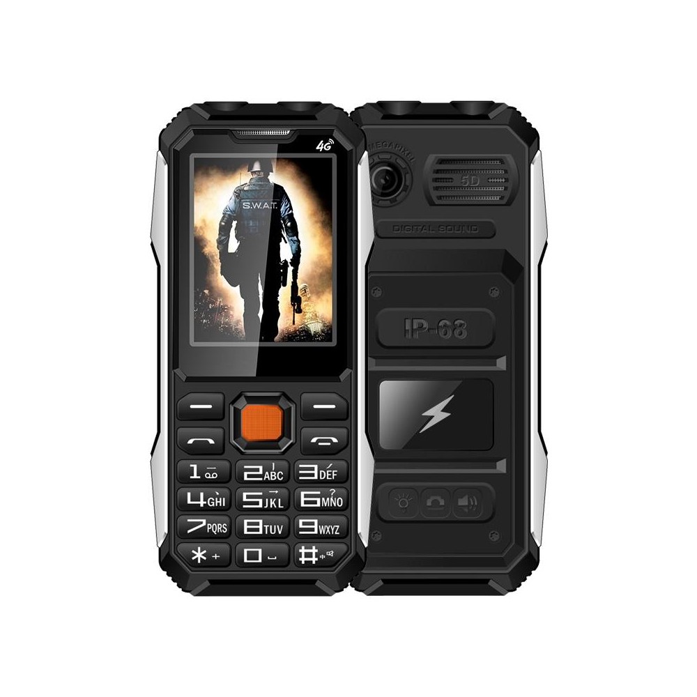 A6 Triple Proofing Elder Phone, Waterproof Shockproof Dustproof, 6800mAh Battery, 2.4 inch, 21 Keys, Bluetooth, LED Flashlight, 