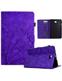 For Samsung Galaxy Tab A 10.1 2016 Fortune Tree Pressure Flower PU Tablet Case with Wake-up / Sleep Function(Purple)