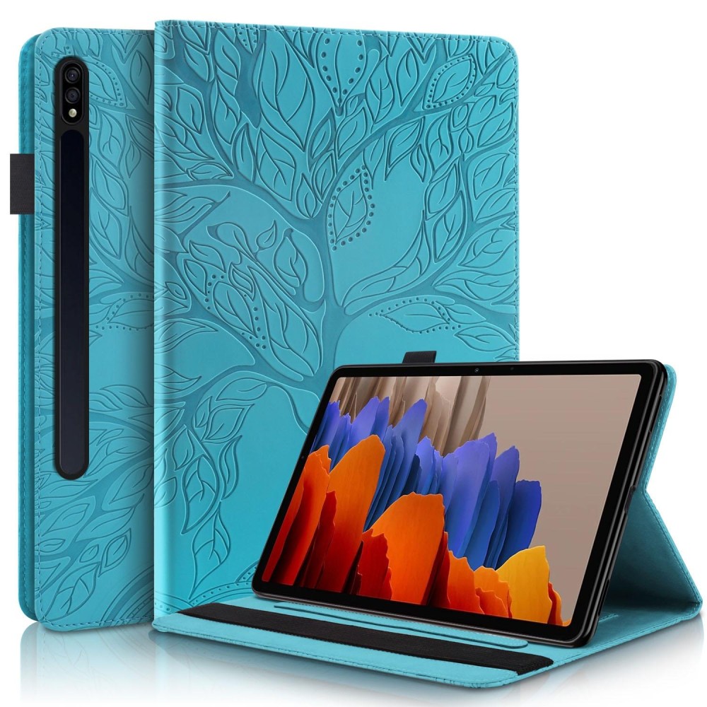 For Samsung Galaxy Tab S9 / S8 / S7 Life Tree Series Horizontal Flip Leather Tablet Case(Lake Blue)