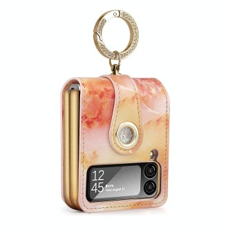 For Samsung Galaxy Z Flip4 GKK Color Cloud Series Shockproof Folding Phone Leather Case(Pink)