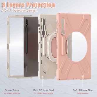 For Samsung Galaxy Tab S8 Ultra X900 Silicone + PC Tablet Protective Case(Rose Gold)