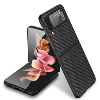 For Samsung Galaxy Z Flip4 Carbon Fiber Texture Skin-friendly Feel Full Body Folding Phone Case (Black)