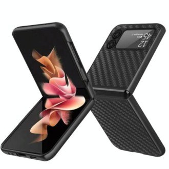 For Samsung Galaxy Z Flip4 Carbon Fiber Texture Skin-friendly Feel Full Body Folding Phone Case (Black)