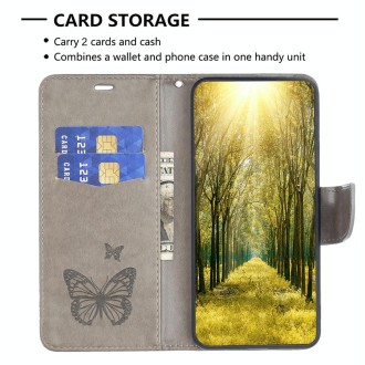 For Xiaomi Redmi K60 / K60 Pro Embossing Two Butterflies Pattern Leather Phone Case(Grey)