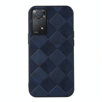 For Xiaomi Redmi Note 11 Pro Global Weave Plaid PU Phone Case(Blue)