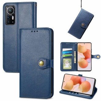 For Xiaomi 12 Solid Color Leather Buckle Phone Case(Blue)