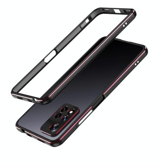 For Xiaomi Redmi Note 11 Pro/11 Pro+ Aurora Series Lens Protector + Metal Frame Phone Case(Black Red)