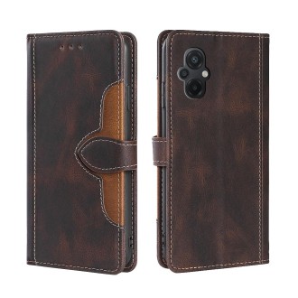 For Xiaomi Poco M5 4G Skin Feel Magnetic Buckle Leather Phone Case(Brown)