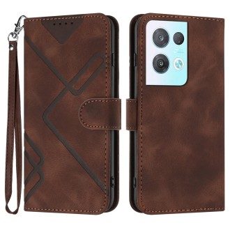 For OPPO Reno8 Pro 5G/Reno8 Pro+ 5G Line Pattern Skin Feel Leather Phone Case(Coffee)