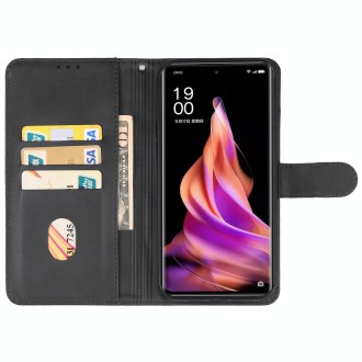 For OPPO Reno9 Leather Phone Case(Black)