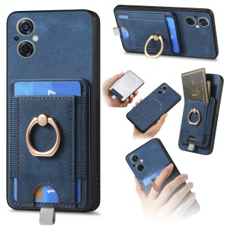 For OPPO Reno8 Z Retro Splitable Magnetic Card Bag Leather Phone Case(Blue)