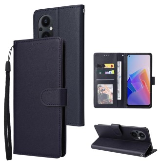 For OPPO A96 5G / Reno7 Z / Reno8 Z Multifunctional 3 Card Slots Leather Phone Case(Navy Blue)