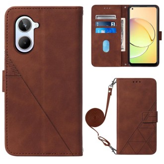 For Realme 10 4G Crossbody 3D Embossed Flip Leather Phone Case(Brown)