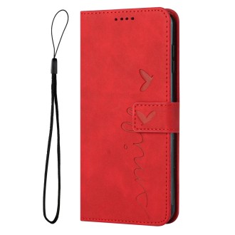 For Realme 10 Pro Skin Feel Heart Embossed Leather Phone Case(Red)