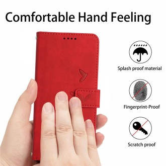 For Realme 10 Pro Skin Feel Heart Embossed Leather Phone Case(Red)